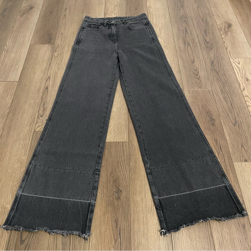 Robert Rodriguez Black Wide Leg Jeans Raw Hem